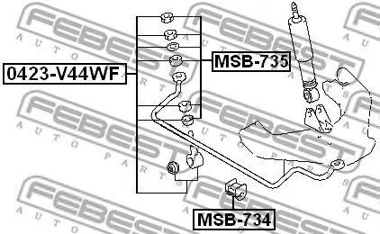 FEBEST MSB735 РЕМКОМПЛЕКТ передней ТЯГИ СТАБИЛИЗАТОРА (6 ШТ) ( Mitsubishi Pajero II V14W-V55W 1991-2004)