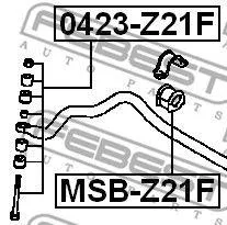 FEBEST MSBZ21F Втулка стабилизатора переднего Mitsubishi Colt 1.3-1.5D 04-12