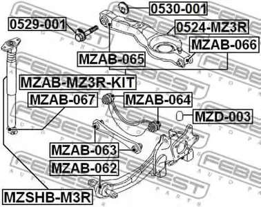 FEBEST MZAB063 Сайлентблок заднего рычага Ford Focus all 98>, Mazda 3 BK all 0