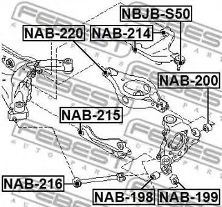 FEBEST NAB215 Сайлентблок тяги задней Infiniti FX4535 02-08