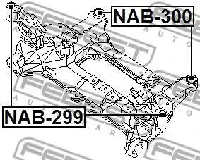 FEBEST NAB300 Сайлентблок подрамника зад лев,прав.