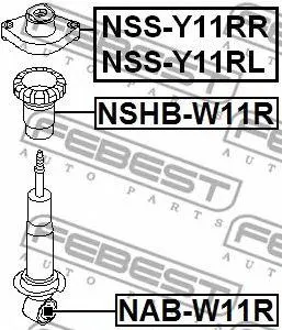 FEBEST NABW11R Сайлентблок заднего амортизатора Nissan Avenir Expert 98>