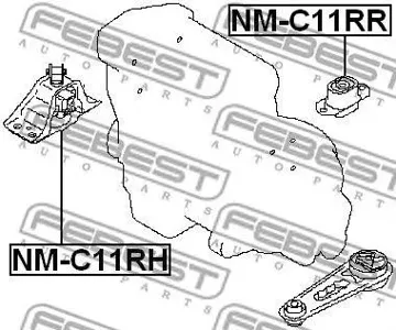 FEBEST NMC11RR Подушка двигателя задняя Nissan Tiida C11 05-12