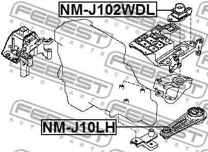 FEBEST NMJ102WDL Подушка коробки передач лев