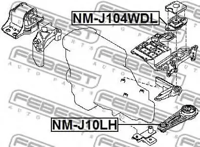 FEBEST NMJ104WDL Опора КПП Nissan Qashqai I X-Trail T31 06- слева сверху