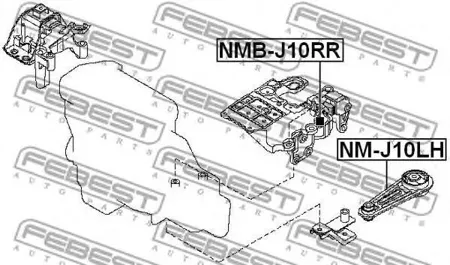 FEBEST NMJ10LH Подушка двигателя левая Nissan X-Trail T31 07-13