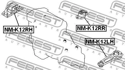 FEBEST NMK12LH Подушка двигателя Nissan Almera N16 (UKP) 00-06