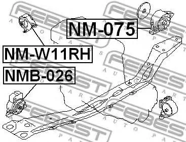 FEBEST NMW11RH Подушка двигателя правая Nissan Avenir W11 98-05