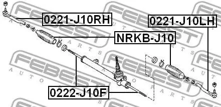 FEBEST NRKBJ10 Комплект пыльника рейки рулевой Nissan Qashqai J10JJ10 X-Trail T31 07>