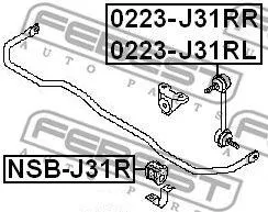 FEBEST NSBJ31R Втулка стабилизатора заднего d26 Nissan Teana J31 2003-2008