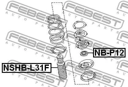 FEBEST NSHBL31F Отбойник-пыльник переднего амортизатора Nissan Maxima CA33 00>