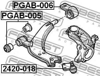 FEBEST PGAB005 Сайлентблок комплект ов рычага передних 2шт. Citroen Xsara Picasso N68 99-09