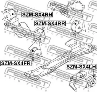 FEBEST SZMSX4RR Подушка двигателя задняя Suzuki SX4 RW415RW416RW419RW420 06-13