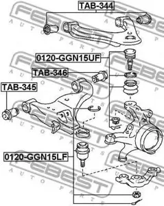 FEBEST TAB344 Сайлентблок рычага Toyota HILUX -12 перед.верх.