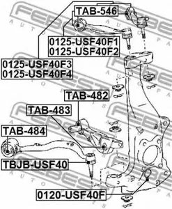 FEBEST TAB483 САЙЛЕНБЛОК ПЕРЕДНИЙ ПРЯМОГО РЫЧАГА ( Lexus LS460460L USF40 2006-)