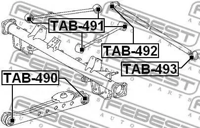 FEBEST TAB491 Сайлентблок задней продольной тяги Toyota LiteTown Ace Noah V CR5#SR50KR52 96-07