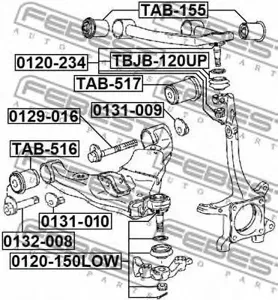 FEBEST TAB517 Сайленблок переднего нижнего рычага Toyota fj cruiser gsj15 2006-