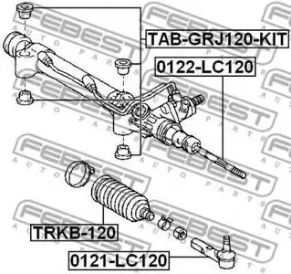 FEBEST TABGRJ120KIT Сайлентблок комплект ов рулевой рейки 4шт Toyota Land Cruiser Prado 120 02-09