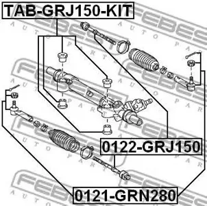 FEBEST TABGRJ150KIT Сайлентблок рулевой рейки к-кт 4шт+шайба Toyota Land Cruiser 150 3.04.0 09>