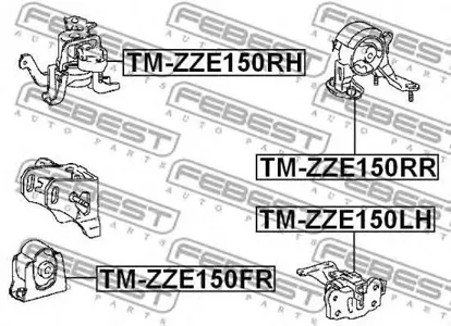 FEBEST TMZZE150RR Подушка двигателя задняя Toyota Corolla ADE150NDE150NRE150ZRE15ZZE150 06-13