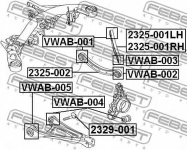 FEBEST VWAB003 Сайлентблок рычага зад. подв. пер. верх. внешн. Audi Q7, VW Touareg all 02>