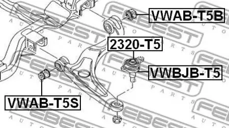 FEBEST VWABT5S Сайлентблок рычага пер. VW T5 all 03>