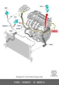 FORD 1808823 Шланг расширительного бачка c-max, Focus -iii 1,6 duratec 11~