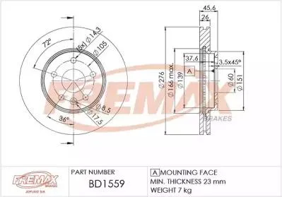 FREMAX BD1559 Диск торм.перед.вент.