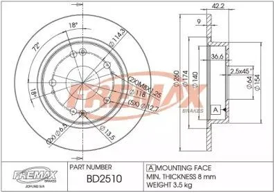 FREMAX BD2510 Диск торм.задний