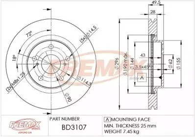 FREMAX BD3107 Диск торм.перед.вент.