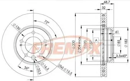 FREMAX BD3327 Диск торм.перед.вент.