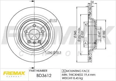 FREMAX BD3612 Диск торм.задний вентилируемый