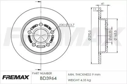 FREMAX BD3964 Диск торм.задний