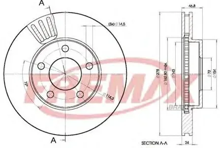 FREMAX BD4093 Диск торм.перед.вент.