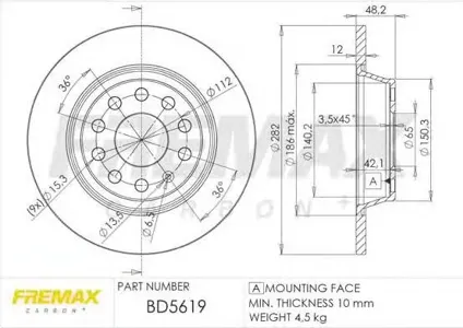 FREMAX BD5619 Диск торм.задний