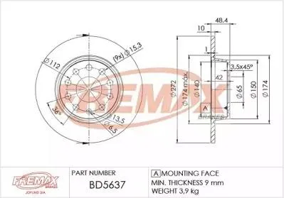 FREMAX BD5637 Диск торм.задний