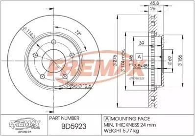 FREMAX BD5923 Диск торм.перед.вент.