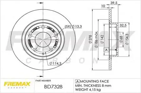 FREMAX BD7328 Диск торм.задний