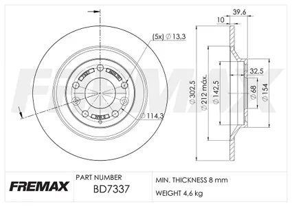 FREMAX BD7337 Тормозной диск
