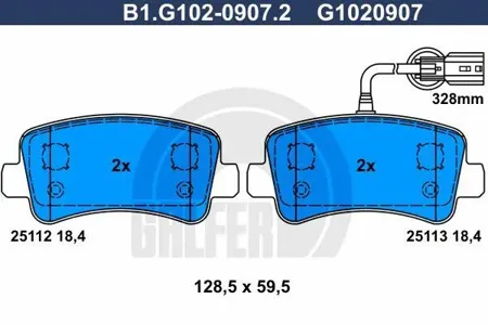 GALFER B1G10209072 Колодки торм.задние комплект