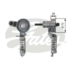 GATES T38344 Ролик натяжной с механизмом натяжения Opel Astra G 1.2 16V Corsa BC Agila 1.01.2 98>