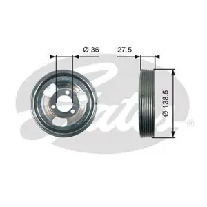 GATES TVD1117 Шкив коленвала  36x138.5x27.5 BMW F20F21, Citroen Berlingo , Peugeot 2072083008