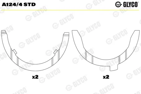 GLYCO A1244STD вкладыши AS к-кт std (4) Audi 80100A6, Volvo 740, VW Passat T4 1.9-2.5TD 84>