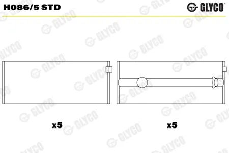 GLYCO H0865STD Вкладыши коренные к-кт std (5) Citroen C5EvasionXsara, Peugeot 2006406 1.82.0 99>