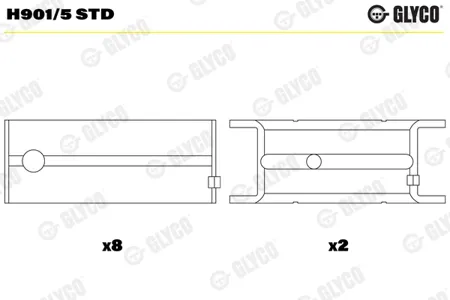 GLYCO H9015STD вкладыши коренные к-кт std (5) Opel Ascona Kadett Record 1.5-2.2 <87