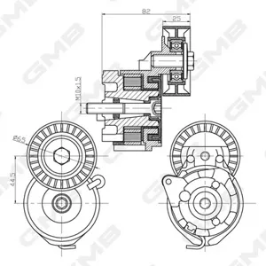 GMB GAT20820 Натяжитель приводного ремня Fiat Bravo 1.6D1.9D2.0D 07- Ducato 2.0D 11- Suzuki SX4 1.9D2.0D 06