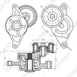 GMB GAT32460 Натяжитель приводного ремня Mazda 2(dy) 1,4-1,6 03-3(bk) 1,4-1,6 03-09