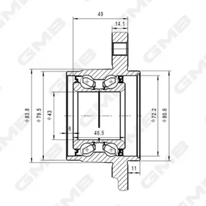 GMB GH22810 Ступица с подшипником задняя левая, Honda CR-V I 95-02.