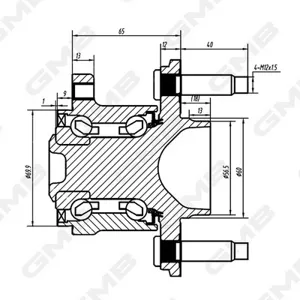 GMB GH34860M Ступица с подшипником Chevrolet Aveo III T300 11- зад. без АБС