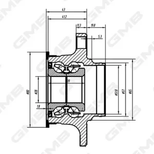 GMB GH34910M Подшипник ступицы  комплект ицы задней VW Polo 10>, Skoda Fabia 11> Rapid 13>